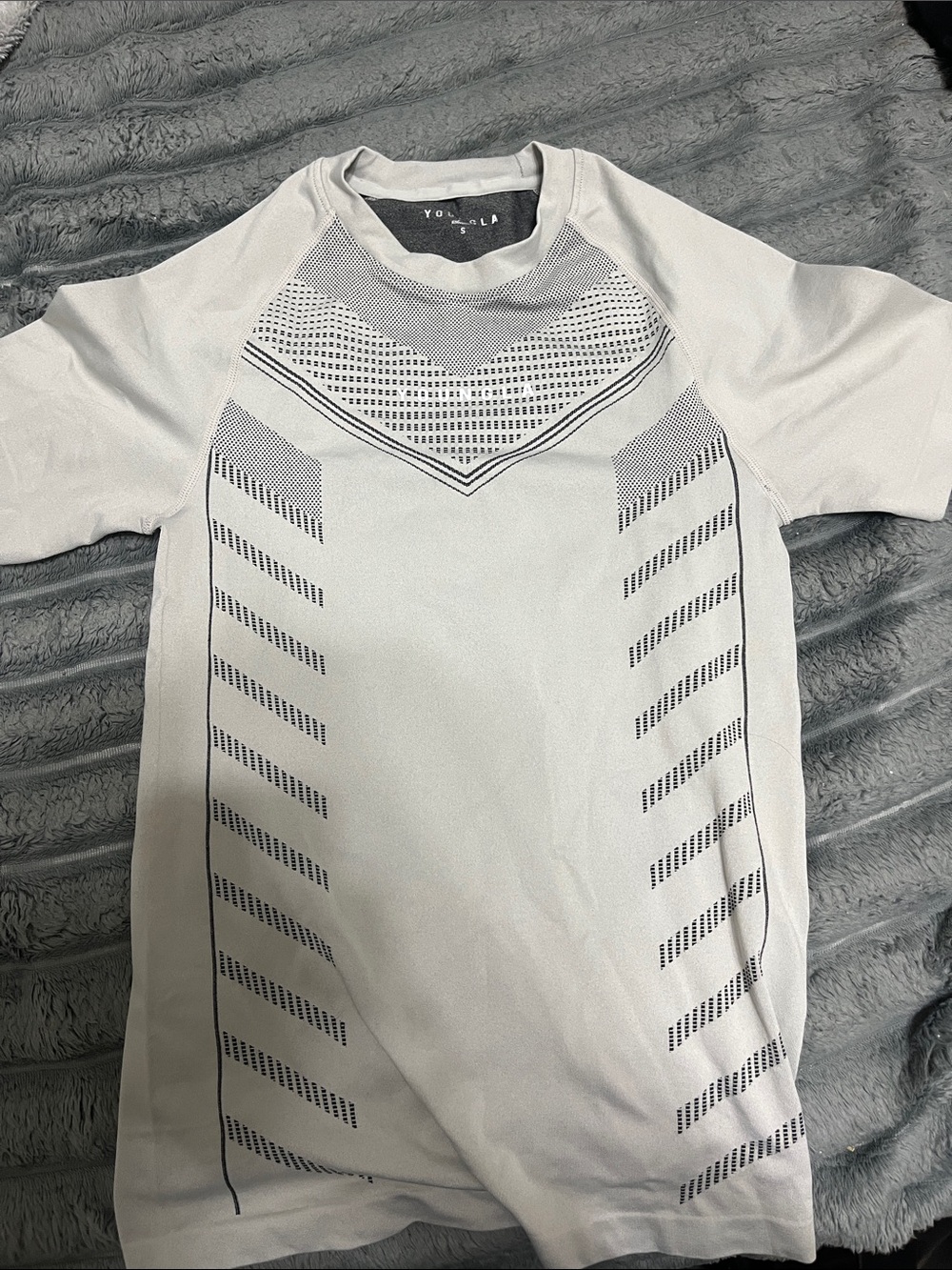 YoungLA Short-Sleeve Compression Performance Tee - Light Gray with Black Accents